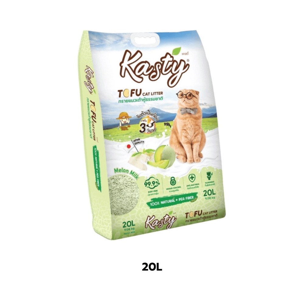 ทรายแมวเต้าหู้ kasty กลิ่นนมเมล่อน ขนาด 20 ลิตร_5